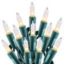 Minetom Clear Christmas String Lights 50 Count 25 Feet Incandescent Bulb Mini Lights for Indoor Xmas Tree Garland Birthday Wedding Party Festival Decoration, Green Wire