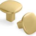 Lardmon 10 Pack Brushed Gold Square&Round Cabinet Knobs Drawer Knobs Modern Single Hole Cabinet Pulls Solid Kitchen Cabinet Handles Hardware Drawer Pulls Handles for Dresser, Dia. 1.26 Inch