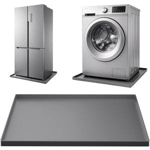 Silicone Fridge & Washing Machine Mat 27"x27"x0.8" Non-Slip Spill-Proof Floor Protector with Raised Edges for Mini Fridge, Dishwasher, Pet Bowls, Dark Gray