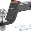 CURT 45056 Trailer Hitch Mount with 2-Inch Ball & Pin, Fits 2-In Receiver, 7,500 lbs, 4-Inch Drop, Gloss Black Powder Coat