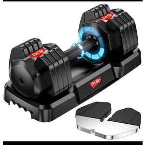 Fit Sir Adjustable Dumbbell Set 55lbs (Single), 15~55lb Hand Weight Change with Anti-Slip Handle for Men Women Home Gym Body Workout Exercise Fitness Strength Training (Black