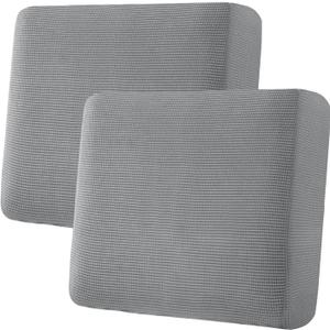 H.VERSAILTEX Super Stretch Individual Seat Sofa Covers Slipcover Sets Thick Jacquard Textured Twill Fabric (2 Piece Large Sofa Cushion Covers, Dove)