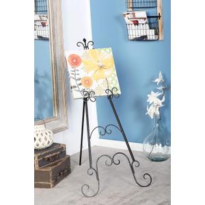 Deco 79 Metal Scroll Large Free Standing Adjustable Display Stand Easel with Chain Support, 23" x 24" x 49", Black