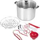 Harvest Stainless Steel 20 Qt Canning Pot with Rack | Water Bath or Steam Canning | Works on All Stovetops Including Induction, Glass, Gas (Stainless Steel Canner + Tools)