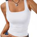 Trendy Queen Womens Double Lined Tank Tops Crop Tops Summer Fashion Clothing 2026 White S