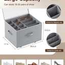 HOUSE AGAIN Shoe Organizer for Closet, 2 Pack Shoe Storage Organizer with Wheels, Foldable Shoe Storage Box with Adjustable Dividers and Clear Cover, Reinforced Handles, Fits up to 16-32 Pairs, Gray