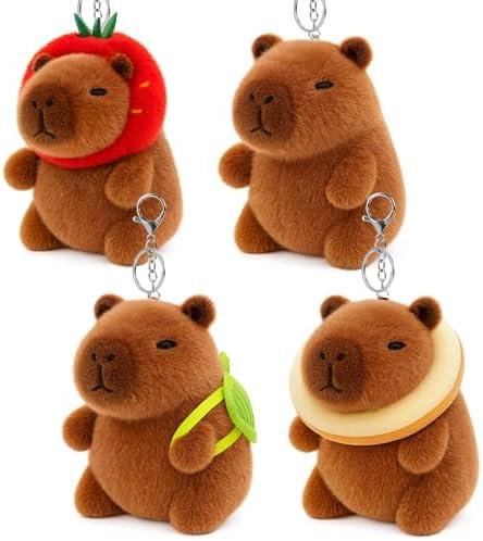 1Pack Capybara Plush Keychain, Valentines Keychains for Class, Capybara Stuffed Animal Toys, Cute Capibaras Peluches Keychain for Bag Charms, Birthday Valentines Party Favors Gifts for Girls Boys