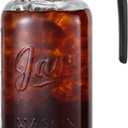 AOZITA 64 oz Glass Pitcher with Lid - 2 Quart Mason Jar Pitcher with Filter Lid, Wide Mouth Jar Leak-proof Water Jug, Heavy Duty Glass Container for Water, Juice, Milk, Tea, Iced Coffee, and Drinks (Black)
