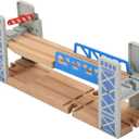 Z MAYABBO Wooden Train Set Accessories Wood Railway Bridge for Railroad Tracks, 2-Level Overpass Compatible for All Railway Tracks System
