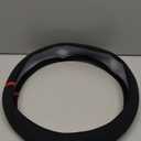 14.5 Inches Steering Wheel Cover Black Suede w/Red Stripe/Stitching