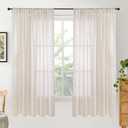 BGment Oatmeal Linen Semi Sheer Curtains 63 Inch Length for Living Room - Rod Pocket Light Filtering Drapes Lightweight Camel Window Treatments for Bedroom Farmhouse, 2 Panels Set, 52 X 63 Inch