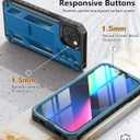 SOiOS for iPhone 13/14/15 Phone Case: for iPhone 16e Protective Cover with Built-in Kickstand | Heavy Duty Military Grade Hard Protection Shock Proof | Durable Dual-Layer Design Blue