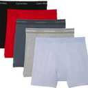 Calvin Klein Men's Cotton Classics 5-Pack Boxer Brief (Large, Black, Turbulence, Adrenaline Rush, Grey Heather, Casual Blue)