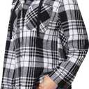 WallFlower Casual Fleece and Plaid Shackets Jackets Juniors for Women, Soft Button-Down (Medium, Black/White)