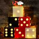 Motipuns 6 Pcs Large Dice Favor Boxes with Light, Large Dice Box Casino Party Decorations, Balloon Boxes for Birthday Las Vegas Game Night Valentine's Day Party Decoration(11.8 Inch,White, Black, Red)