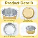 Hushee 300 Set Aluminum Foil Baking Cups with Lids and Spoons 5oz Disposable Ramekins Dessert Muffin Creme Brulee Cupcake Liners Containers for Wedding Birthday Party(Round,Gold)