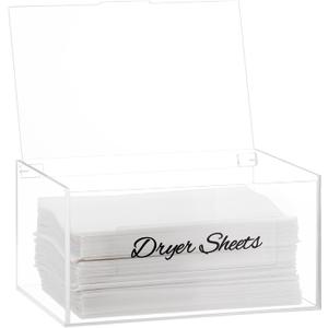 SUBEKYU Acrylic Dryer Sheet Container for Laundry Room,Dryer Sheet Holder Dispenser with Lid for Laundry Storage Organization and Decor,Clear Fabric Sheet Holder Box for Bathroom