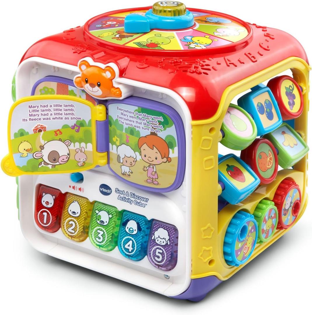 VTech Sort and Discover Activity Cube, Red, 9.3" X 9.7" X 8.7"
