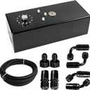 15 Gallon Fuel Cell with Cap Level Sender 12FT Oil Feed Line Street Drift Aluminum Black