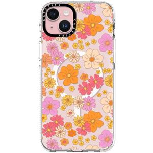 CASETIFY Clear iPhone 15 Plus Case [Not Yellowing / 6.6 ft. 3X Military Grade Drop Protection/Compatible with Magsafe] - Retro Boho Hippie Flowers - Clear