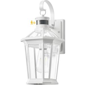 VIANIS Outdoor Wall Lantern with Motion Sensor, Dusk to Dawn Exterior Light Fixtures Wall Mount, Modern White Outside Front Porch Light, Anti-Rust 100 Percent Aluminum Outdoor Wall Sconce for Garage