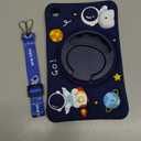 Wazzasoft for Samsung Galaxy Tab A7 Lite 8.7 Case Boys Cute Astronaut Cover Kawaii 3D Cartoon Spacemen Girls Cool with Rotating Handle Stand + Strap Soft Silicone Funda for Galaxy A7 Lite Table Cases