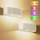 Motion Sensor Wall Light, 5000mAh Rechargeable Battery Operated Wall Sconces with Remote, 15 RGB Colors 3 White Temps Dimmable, Wireless Wall Sconces for Hallway, Living Room, Stairwell, Bedroom