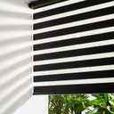 Persilux Cordless Zebra Blinds for Windows Free-Stop Roller Window Shades (35" W X 64" H, Black) Dual Layer Light Control for Day and Night, Light Filtering Sheer Shades for Home, Easy to Install, Pack of 2