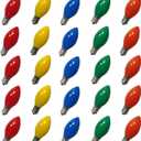 25 Pack C7 Multicolor Christmas Replacement Bulbs, Multicolor Ceramic Light Bulbs for Christmas Outdoor Patio Indoor String Lights, C7/E12 Candelabra Base, 5 Watt- Multicolor