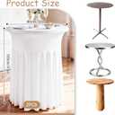 2 Pack 32 x 43 Inch Round Spandex Cocktail Tablecloths with Skirt Fitted Elastic Cocktail Tablecloth for High Top Bar, Wedding, Party, Events, White