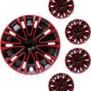 Hubcap Wheel Cover Replacement R16 Hub Caps Universal-Fit Steel Wheel Rim Cover ABS Material Exterior Accessories for Car Truck SUV -Set of 416-inchRed-Black