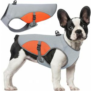 Dog Cooler Jacket for Extra Large Dogs, Dog Mesh Cooling Vest with Reflective Stripe and D Ring, Pet Cooling Jacket for Beach, Hiking, Walking, Orange-XL