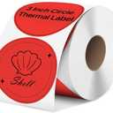 iEager 3 Inch Circle Thermal Sticker Labels, Self-Adhesive Round Direct Thermal Label, Multi-Purpose Roll Thermal Stickers, 500 Labels, Red