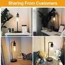 Set of 2 Industrial Table Lamps with USB C+A Ports and Outlet, Fully Stepless Dimmable Bedside Lamps for Bedrooms, Nightstand Desk Lamp with Glass Shade for Reading Living Room Office (Bulbs Included)