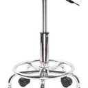 KKTONER PU Leather Round Rolling Stool with Foot Rest Swivel Height Adjustment Spa Drafting Salon Tattoo Work Office Massage Stools Task Chair Cushion 14 inches (Red)