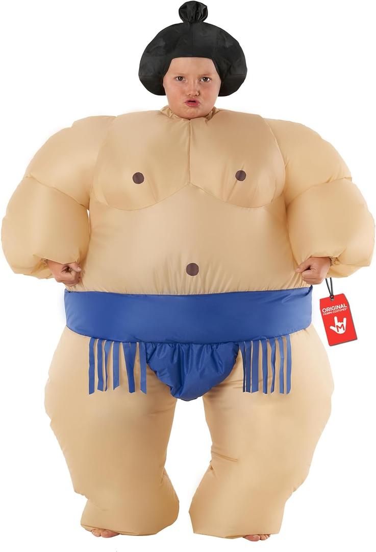 Morph Inflatable Sumo Wrestler Costume for Kids, Inflatable Sumo Wrestling Suits For Kids, Boys Halloween Costume (Blue), One Size