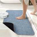 Bath Mat,Ultra Thin Bathroom Rugs,Rubber Bath Mats for Bathroom,Quick Dry,Non-Slip,Machine Washable,Fit Under Door,Absorbent Bath Rugs,Shower Outside,Sink,Home Decor Accessories.(Blue,17''x27'')