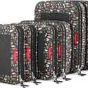 LeanTravel Premium Compression Packing Cubes for Travel - Suitcase Organizer Bags with Double Zipper & Breathable Mesh Panel - Space Saving Carry On Luggage Essentials (6-Pack, Flowers)