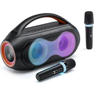 Portable Karaoke Machine for Adults with 2 Wireless Microphones, 200W Peak Bluetooth Speaker, 5 Magic Voice Effects, RGB Party Lights, TWS, AUX/USB/TF, for Kids, Adults & Outdoor Party Fun