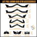 BLUSLM Lat Pull Down Bar T bar Row Attachment, V Bar Tricep Lat Pulldown Attachments, Back Strength Training Bar for Home Gym Exercise Cable Machine Attachments