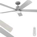 Ceiling Fan With Light 52-Inch, Remote Control Reversible DC Motors, 3CCT Dimmable Timer Noiseless, Nickel Ceiling Fan for Bedroom Living Room, Indoor&Outdoor ETL Listed