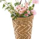 Handwoven Front Door Basket Water Hyacinth Wall Hanging Basket Decorative Boho Mounted Organizer for Dried Flower Plants Storage Basket for Garden, Home, and Farmhouse Dcor