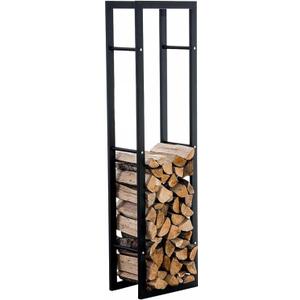 Outdoor Fireplace Log Rack, Metal Frame, Firewood Storage Holder, Perfect for Fireplace, Firepit, Tall Wrought Iron Wood Rack
