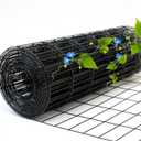 Black Metal Garden Fence, 48inch(H) x 100ft(L), 2 inch x 3 inch,14GA 2/3/4/5/6 Ft Tall Chicken Wire PVC Coated Welded Wire Mesh Roll for Dogs Border Yard Vegetable Plant Protection Poultry Netting