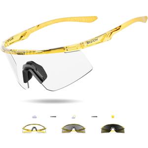 SCVCN Photochromic Cycling Glasses, UV400 Protection, TR90 Frame, Men Women Clear Sports Sunglasses for Cycling