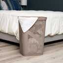 Mind Reader 60L Slim Laundry Hamper, Clothes Basket, Lid, Ventilated, Plastic, Set of 2, Tan
