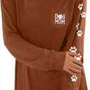 Women Dog Paw Shirt Paw Print Shirts Patch Pocket Casual Long Sleeve Shirt (XXL)