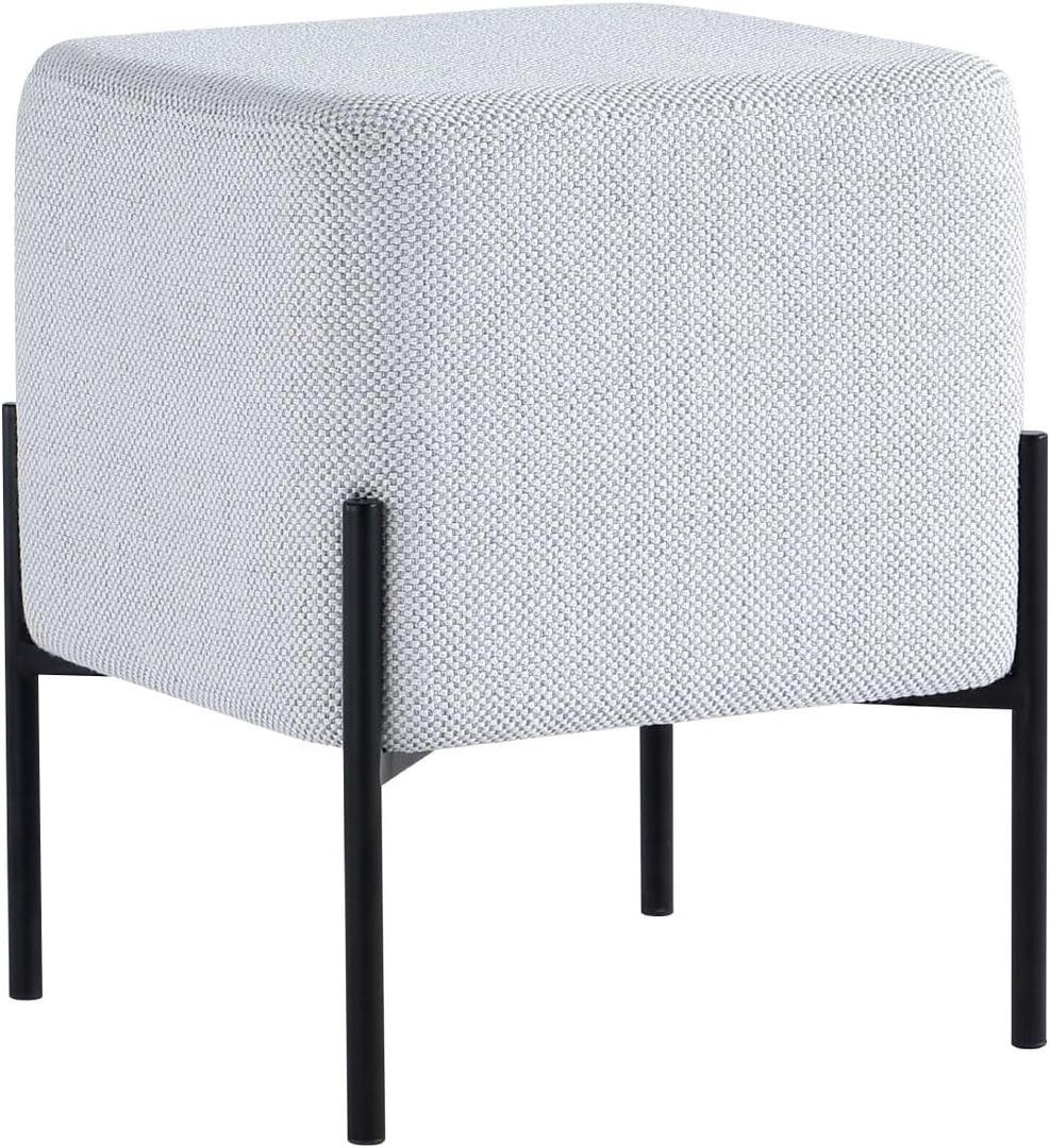 Get Set Style Square Foot Stool, Modern Vanity Stool Chair Upholstered Foot Rest Sofa Side Foot Stool Ottoman Seat for Living Room, Bedroom, Entry, Hallway, Office, 14.6"D x 14.6"W x 17.3"H