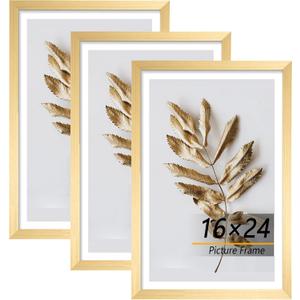 16x24 Picture Frame Gold 3 Pcs set can Display on the Wall, 16x24 in-3Pack