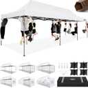 COBIZI 10x30 Heavy Duty Pop Up Canopy with 8 Sidewalls and Hexagonal Legs, Easy up Tent for Parties, Wedding and Commercial, Outdoor Canopy with Carry Bag, Sand Bags, Waterproof & UPF50+ (White) 